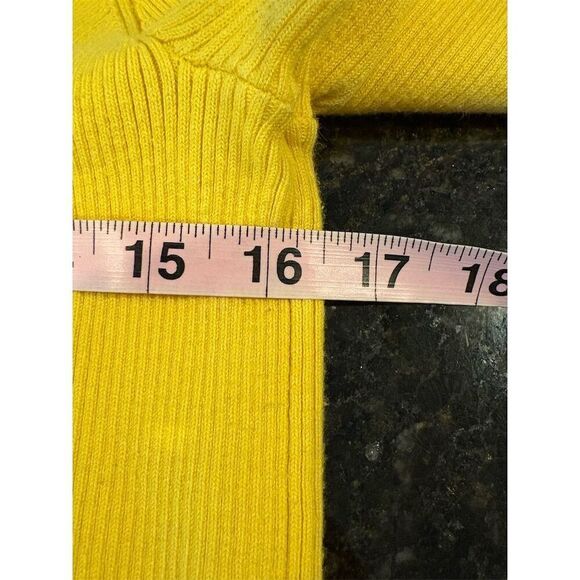 Lauren Ralph Lauren Women's Yellow Ribbed Crewneck Sweater L Gold Buttons - Picture 6 of 10